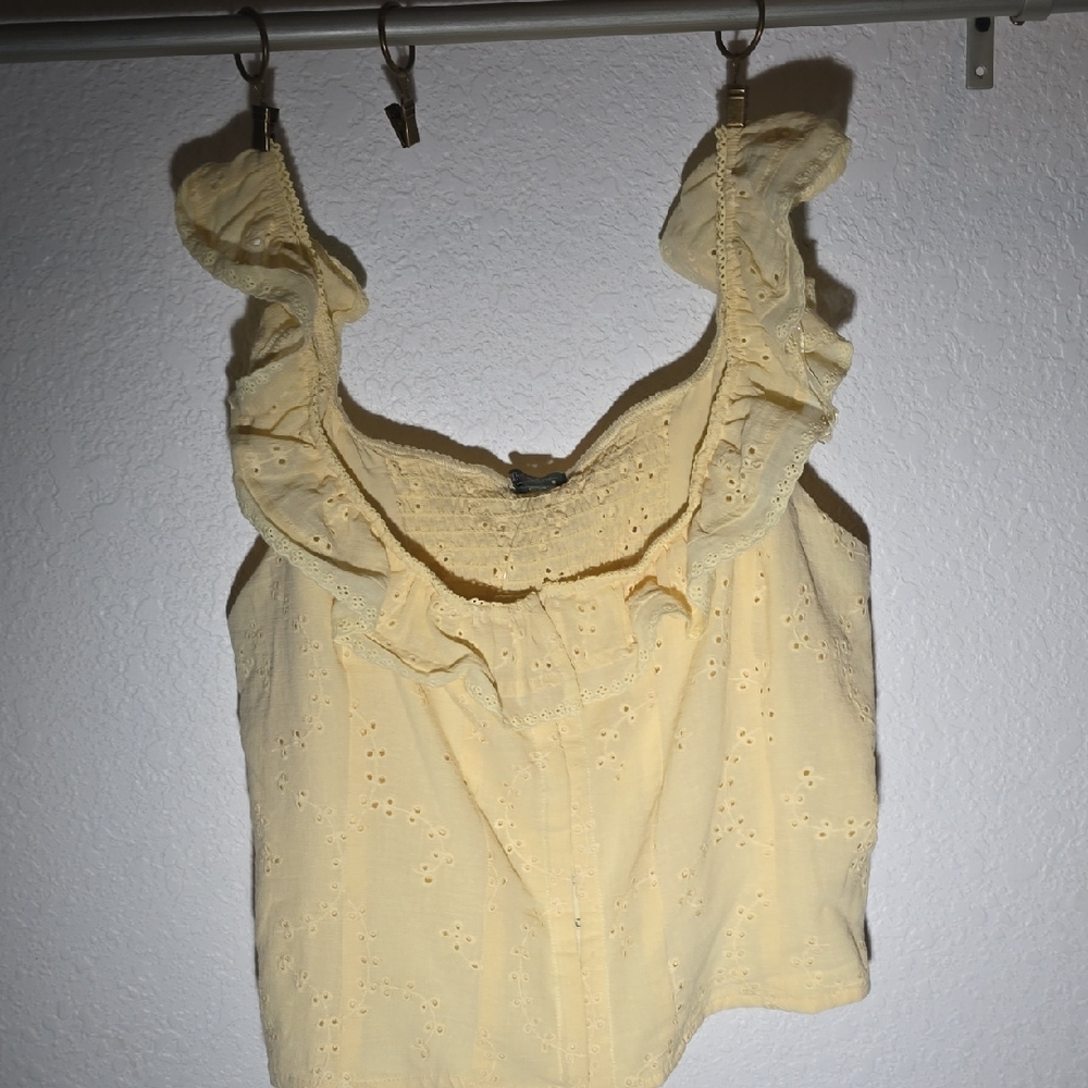 Wild Fable Light Yellow Ruffled Blouse